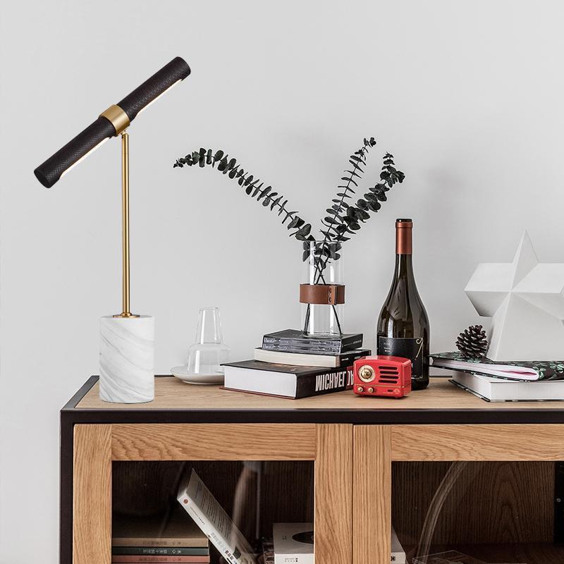 Lighting Decor For Room - โคมไฟตั้งโต๊ะตกแต่ง, โคมไฟตั้งโต๊ะหินอ่อนหนังดีไซน์หรูหรา, โคมไฟห้องอ่านหนังสือส่วนตัว, โคมไฟข้างเตียงห้องนอนเด็ก