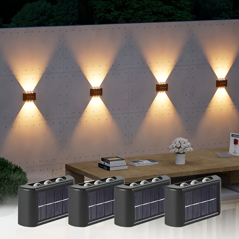 Led Lighting Wall Decor - ไฟ LED พลังงานแสงอาทิตย์สำหรับภายนอกอาคาร กันน้ำ ติดผนัง ส่องสว่างขึ้นและลง