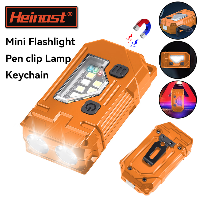 Orange Lighting Decor - พวงกุญแจมินิ EDC ไฟฉายแบบชาร์จไฟได้ไฟฉายแม่เหล็ก Super Bright Pocket