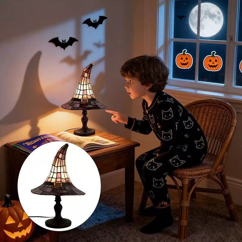 Lighting Home Decor Items - โคมไฟตั้งโต๊ะรูปหมวกแม่มดทำมือ สไตล์โกธิค ไฟ LED แสงกลางคืน ของตกแต่งวินเทจ