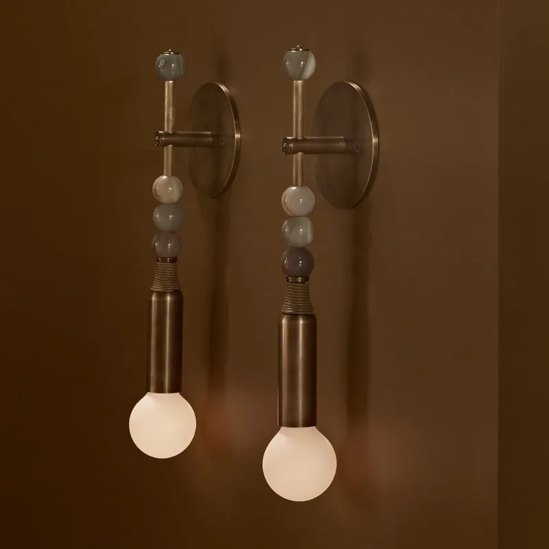 Lighting Decor For Room - โคมไฟติดผนังสไตล์นอร์ดิกวินเทจ สำหรับตกแต่งบ้าน ห้องนั่งเล่น ห้องนอน โรงแรม ทำจากทองเหลืองแท้