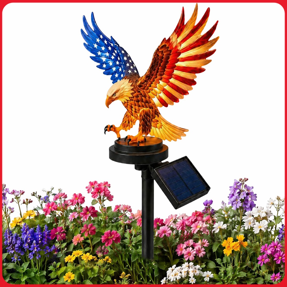 Yard Lighting Decor - โคมไฟพลังงานแสงอาทิตย์รูปนกอินทรี กันน้ำ ตกแต่งสวน โคมไฟปักดินพลังงานแสงอาทิตย์รูปนกอินทรี ของตกแต่งสำหรับวันที่ 4