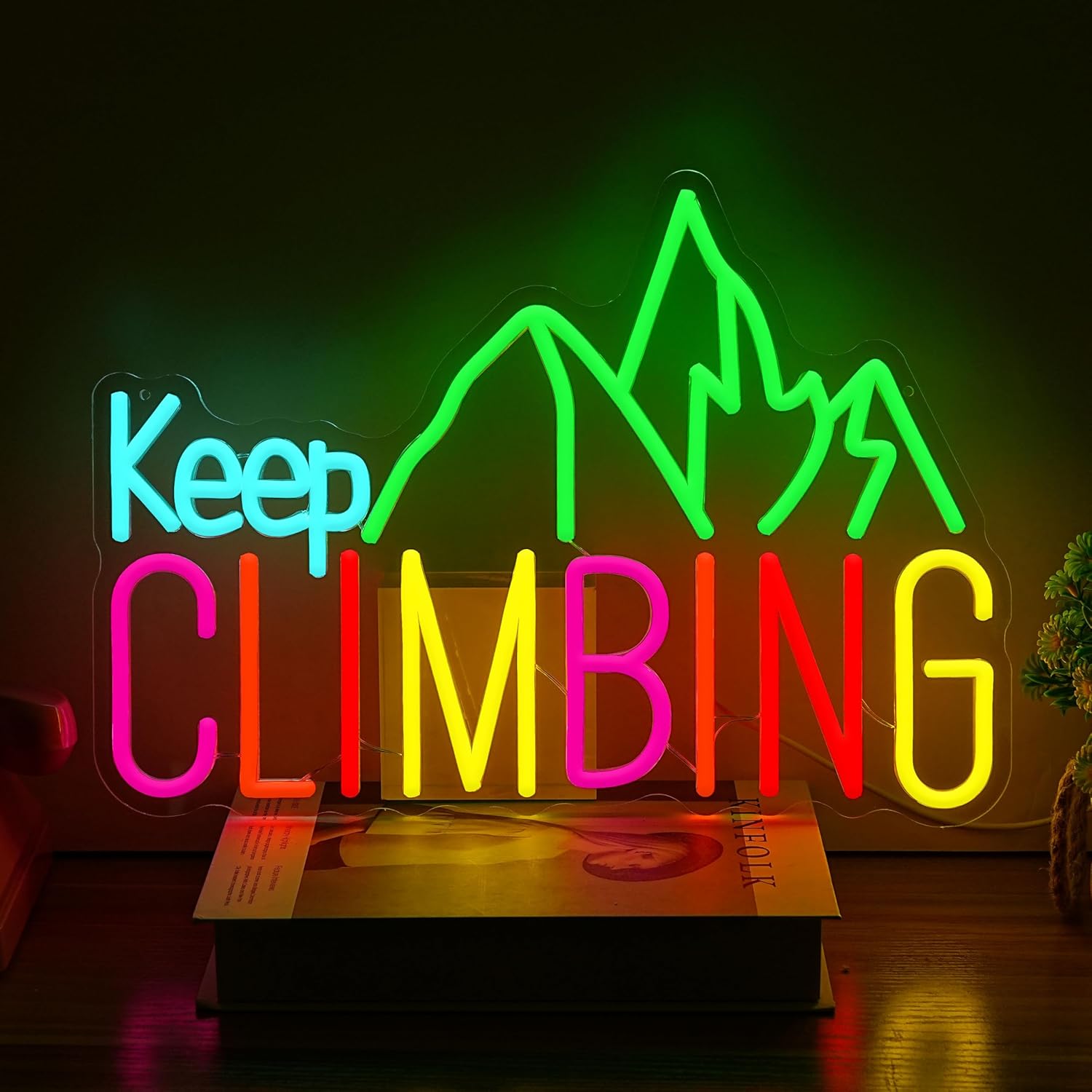 Garden Lighting Decor - ป้ายไฟนีออน Keep Climbing พร้อมไฟ LED แบบ