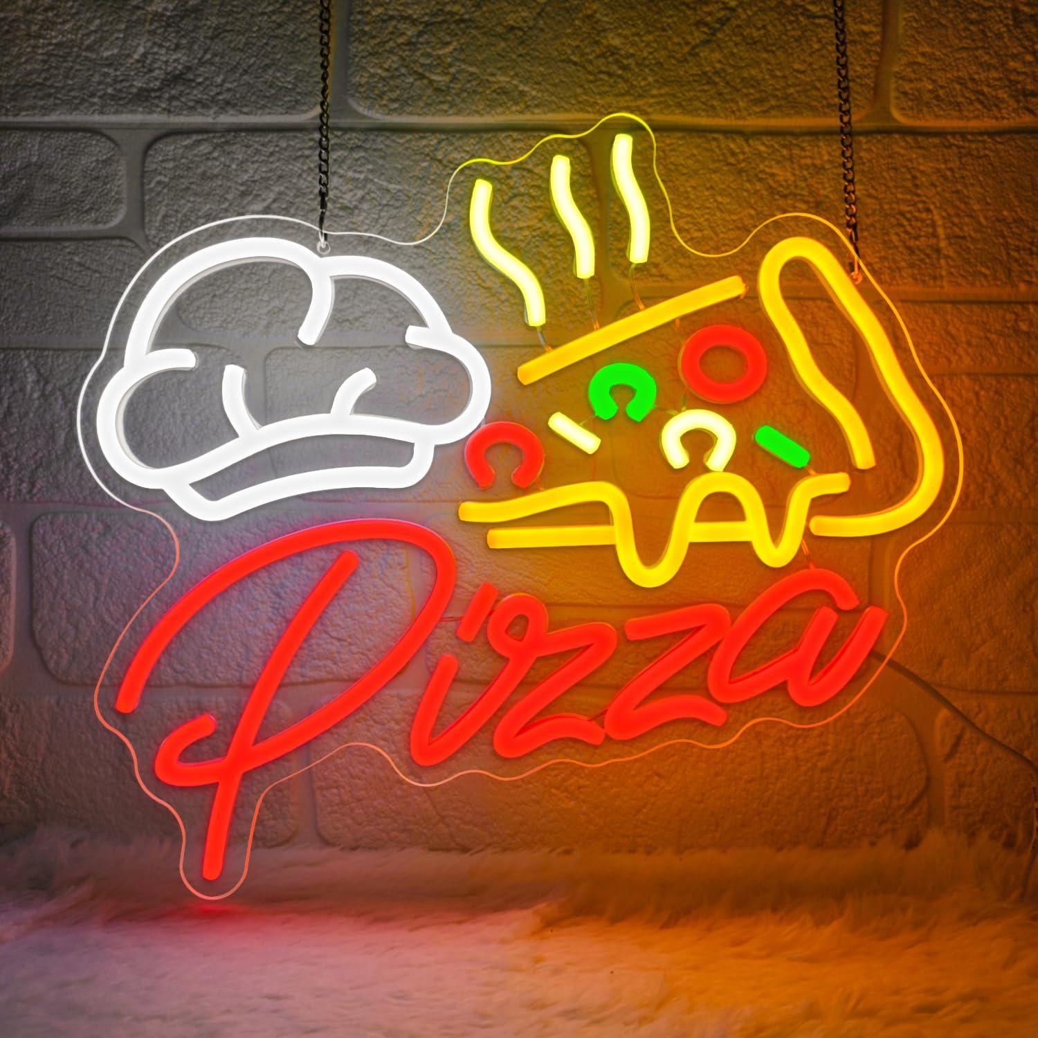 Led Lighting Wall Decor - ป้ายไฟนีออนรูปพิซซ่า ไฟ LED สีสันสดใสสำหรับร้านพิซซ่า ธุรกิจอาหารจานด่วน ตกแต่งผนังร้านอาหาร