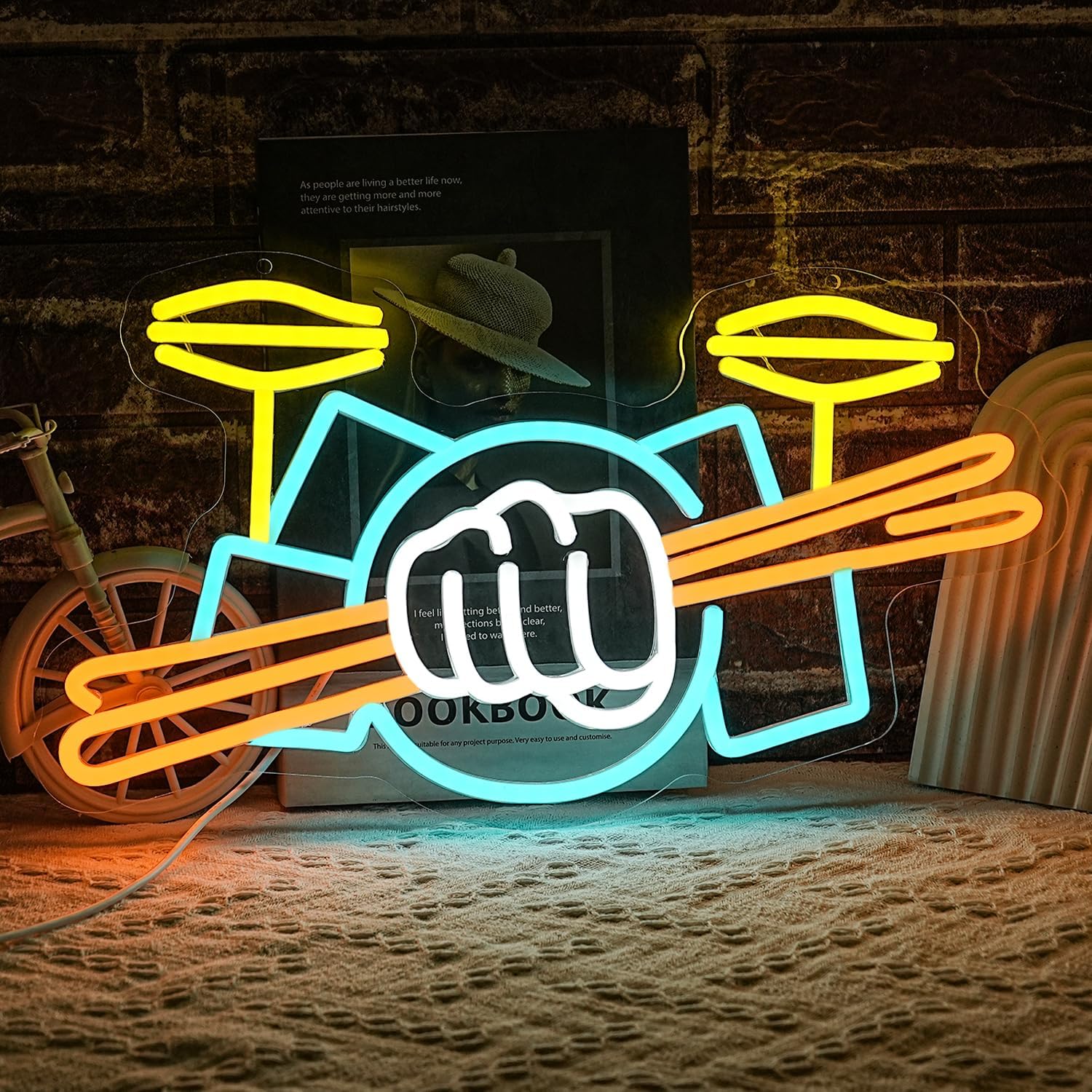 ป้ายไฟนีออนรูปชุดกลอง ใช้พลังง - Led Lighting Wall Decor บทวิจารณ์และราคา