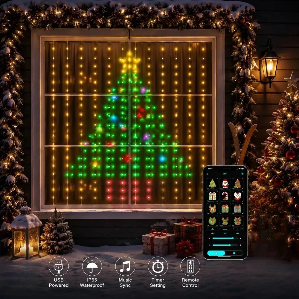 ไฟประดับคริสต์มาสแบบสาย ไฟม่าน - Led Lighting Wall Decor บทวิจารณ์และราคา