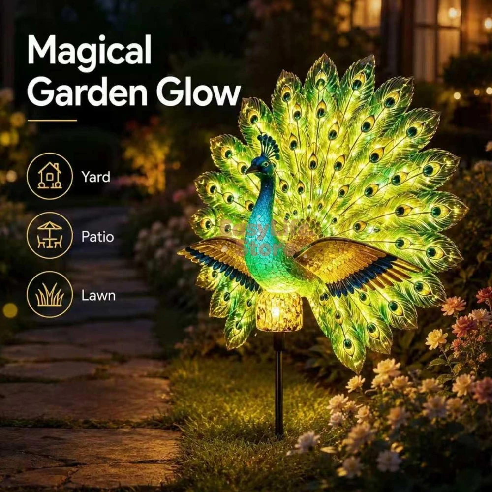 ประติมากรรมนกยูงพลังงานแสงอาทิ - Yard Lighting Decor บทวิจารณ์และราคา