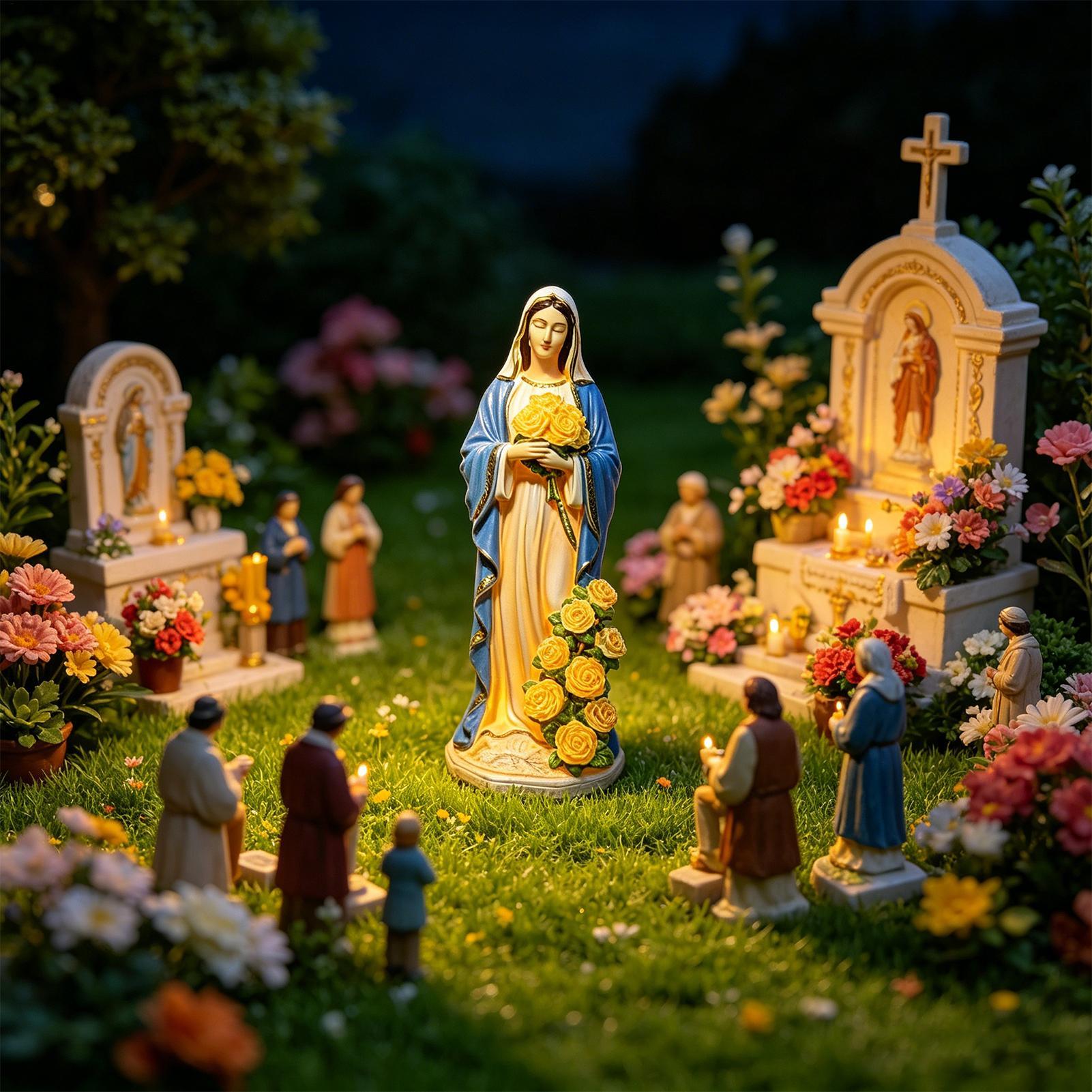 รูปปั้นพระแม่มารีพลังงานแสงอาท - Yard Lighting Decor บทวิจารณ์และราคา