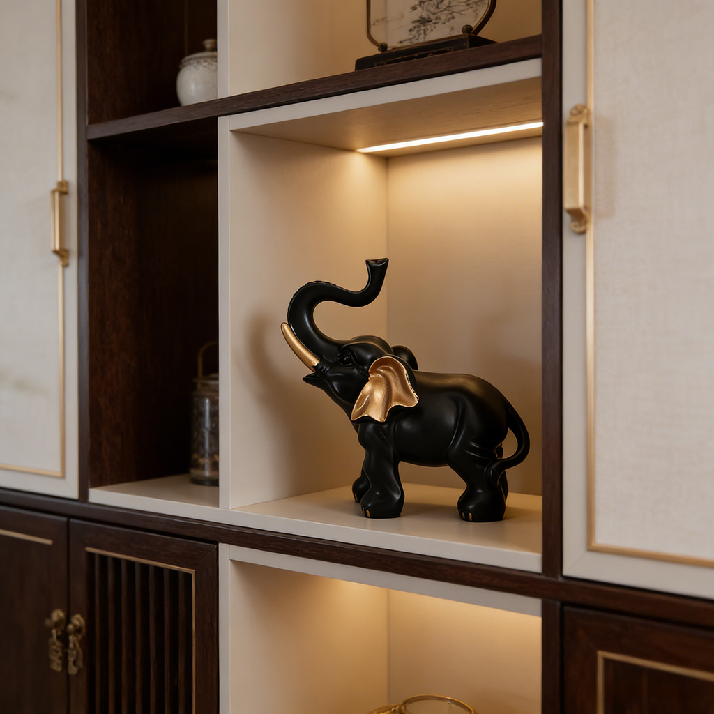 รูปปั้นช้างนำโชคสีดำและทอง 1 ช - Lighting Home Decor Items บทวิจารณ์และราคา