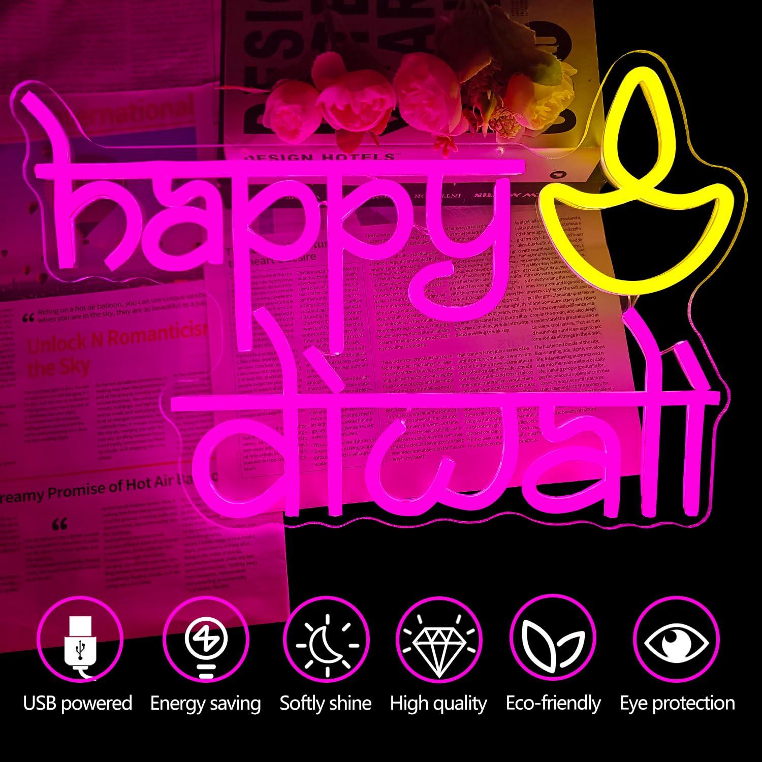 ป้ายไฟนีออนดีวาลี ใช้พลังงานจา - Led Lighting Wall Decor บทวิจารณ์และราคา
