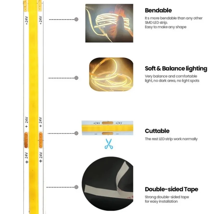 LED COB Strip Light ความหนาแน่ - Lighting Decor And More บทวิจารณ์และราคา
