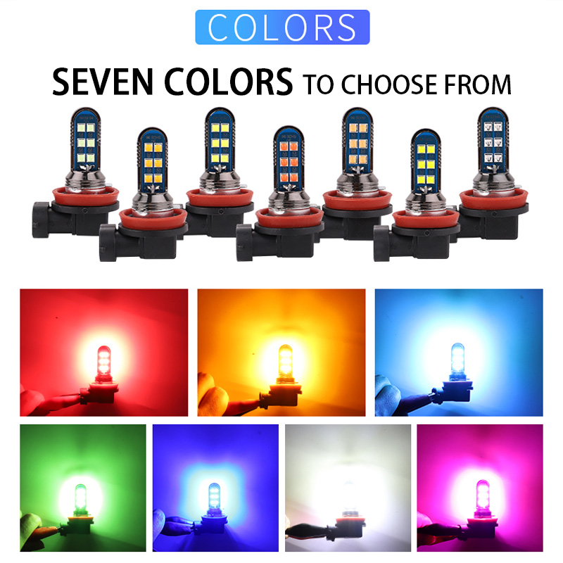 2 ชิ้น 7 สีสีเขียวสีส้ม H7 H11 - Orange Lighting Decor บทวิจารณ์และราคา