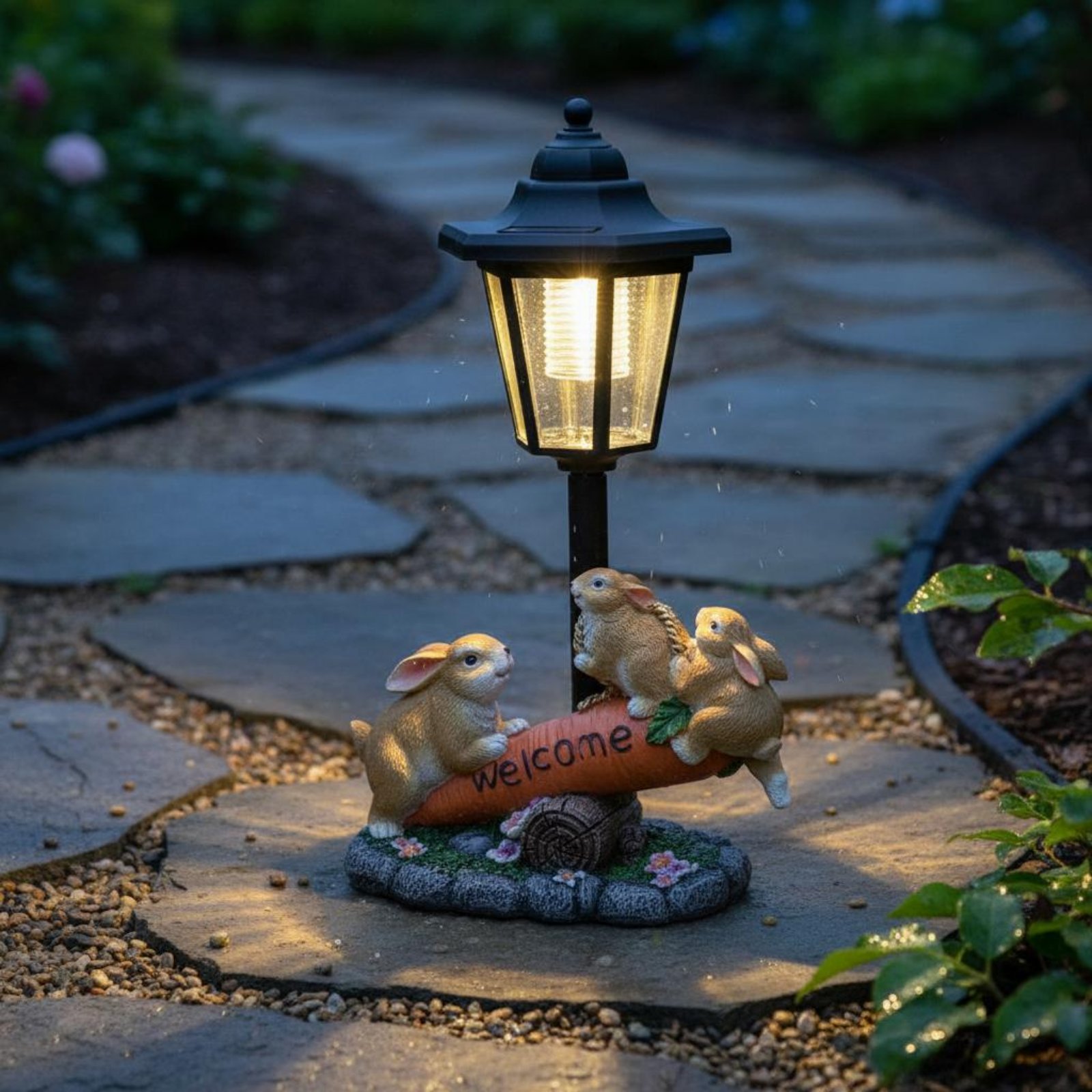 รูปปั้นกระต่ายพลังงานแสงอาทิตย - Yard Lighting Decor บทวิจารณ์และราคา