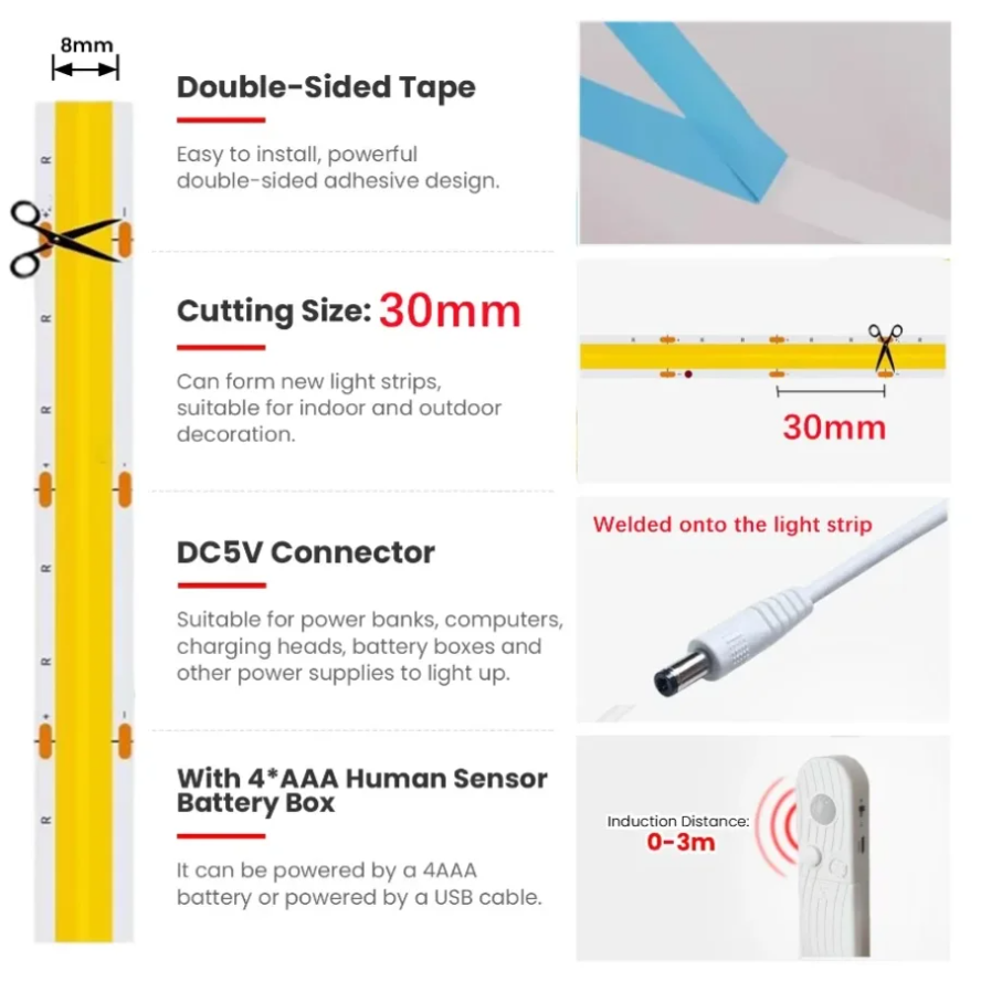 ไฟแถบ LED COB ปรับได้พร้อมเซ็น - Lighting Decor And More บทวิจารณ์และราคา